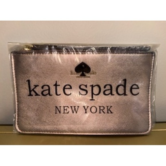 Kate Spade New York Handbags - Kate Spade New York Metallic Rose Gold Clutch Pouch Cosmetic Bag